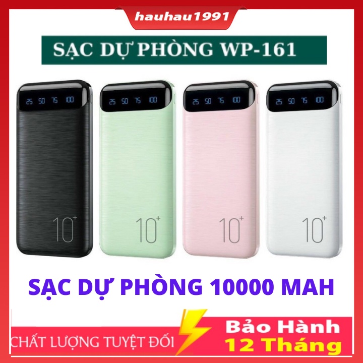 Sẵn Sạc dự phòng 10000 mAh pin sạc dự phòng Wk -161 bảo hành 24 tháng lỗi 1 đổi 1| Shop Phụ Kiện Số