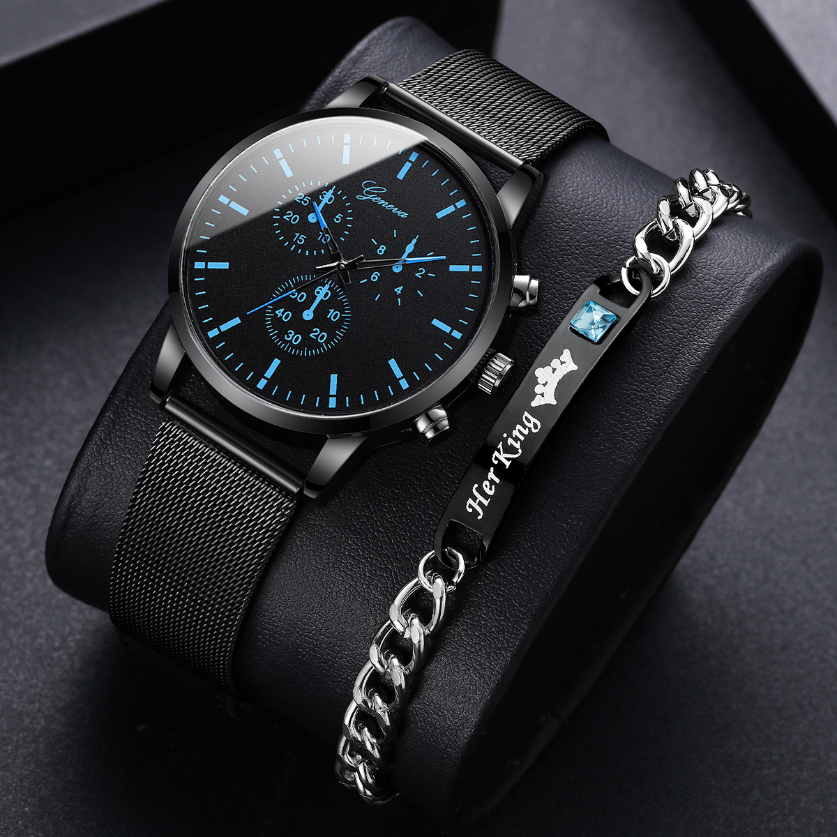 Đồng hồ nam doanh nhân Lưới thời trang với Bộ vòng tay vương miện đồng hồ thạch anh cn 11134301 7r98o lpalnmauj42kc3