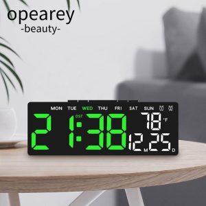 Sẵn Đồng hồ treo tường điện tử OPEAREY, Đồng hồ LED kỹ thuật số đa chức năng treo tường, Đồng hồ bàn hiển thị ngày 12 / 24H DST cho phòng ngủ| Shop Phụ Kiện Số