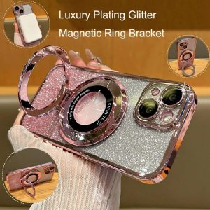 Sẵn Ốp Điện Thoại Lấp Lánh Mạ Sang Trọng Tương Thích Cho iPhone 16 11 12 13 14 15 Pro Max SE 6 6S 7 8 Plus Ốp Lưng Có Giá Đỡ Vòng Từ Tính| Shop Phụ Kiện Số