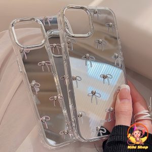 Sẵn Ốp Điện Thoại Gương Nơ Hạt 3D Sang Trọng Cho IPhone 11 15 14 Pro MAX 12 13 Promax 15 / 14 Plus XS MAX XR 7 8Plus Ốp lưng Chống Rơi| Shop Phụ Kiện Số
