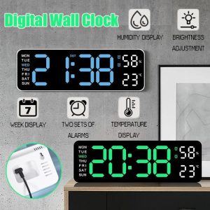 Sẵn Đồng hồ treo tường kỹ thuật số lớn Nhiệt độ Ngày tuần Thời gian đếm ngược Đồng hồ để bàn cảm biến ánh sáng 2 Đồng hồ báo thức LED 12 / 24H| Shop Phụ Kiện Số