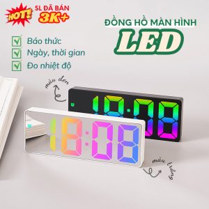 Sẵn Đồng hồ Mặt Kính báo thức LED để bàn MINT DECOR decor bàn học bàn làm việc vintage quà Sinh nhật| Shop Phụ Kiện Số
