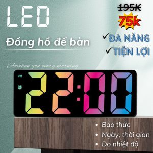Sẵn Đồng hồ led để bàn trang trí decor điện tử đẹp, Đồng hồ để bàn, đồng hồ Led để bàn,  đồng hồ báo thức Voi.Baby| Shop Phụ Kiện Số