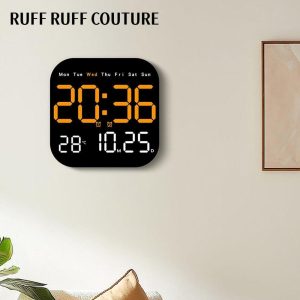 Sẵn RUFF RUFF COUTURE   Đồng hồ treo tường điện tử , Đồng hồ LED kỹ thuật số đa chức năng treo tường, Đồng hồ bàn hiển thị ngày điều khiển bằng giọng nói tại nhà cho phòng ngủ| Shop Phụ Kiện Số