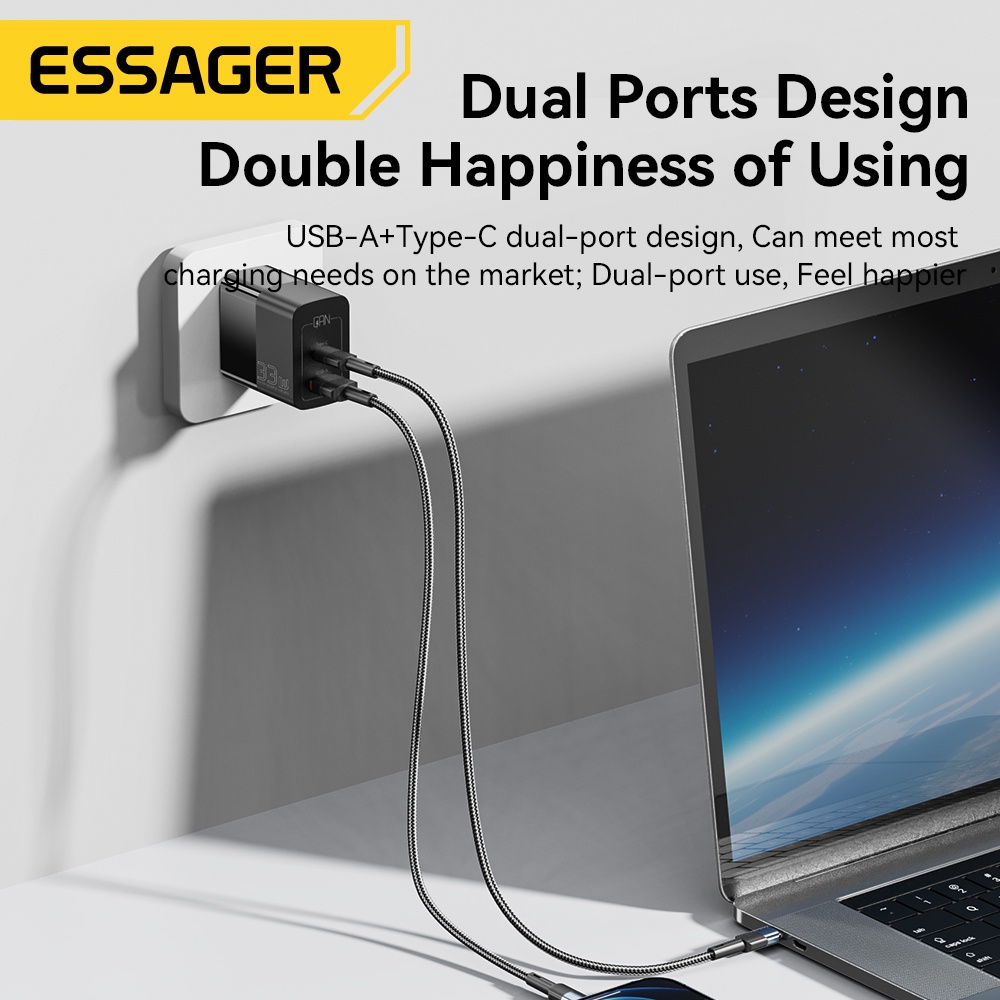 Sẵn Củ sạc nhanh ESSAGER nhiều cổng USB C 33W thích hợp cho iP 14 13 12 11 Pro Max XS 8 Plus iPd Pro Air Mini| Shop Phụ Kiện Số - Ảnh 4