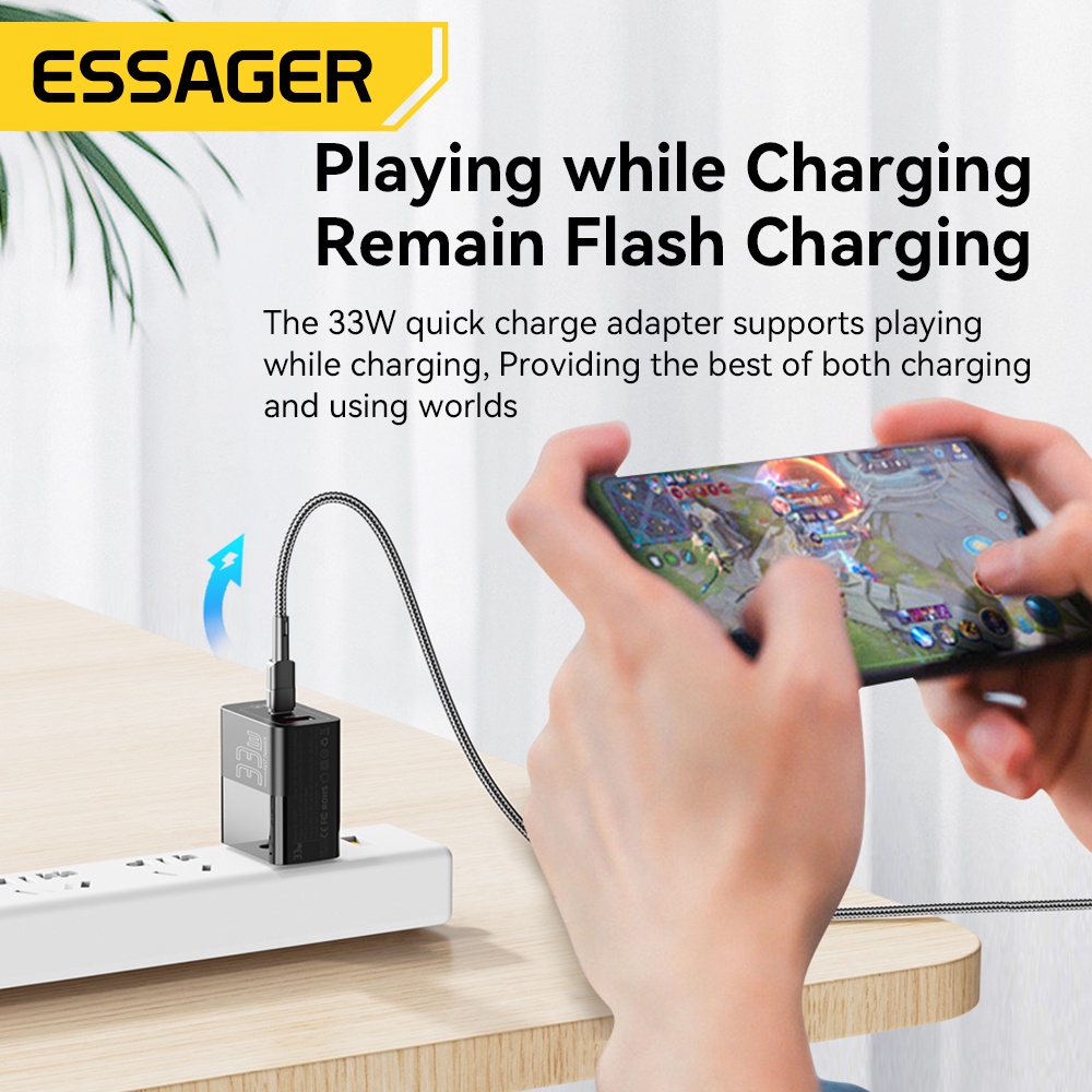 Sẵn Củ sạc nhanh ESSAGER nhiều cổng USB C 33W thích hợp cho iP 14 13 12 11 Pro Max XS 8 Plus iPd Pro Air Mini| Shop Phụ Kiện Số - Ảnh 3