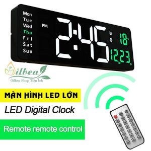 Sẵn Đồng Hồ LED Điện Tử Treo Tường Màn Hình Lớn 16Inch Điều Khiển Từ Xa Đa Chức Năng| Shop Phụ Kiện Số