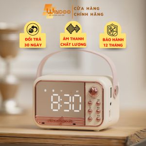 Sẵn Loa bluetooth đồng hồ báo thức Windoo WD47 màn hình gương, loa bluetooth kết hợp đồng hồ đa chức năng| Shop Phụ Kiện Số