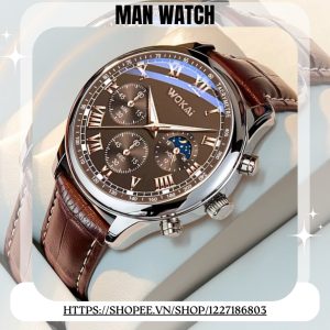 Sẵn Đồng hồ đeo tay nam W06 dây da nâu mặt nâu lịch lãm sang trọng| Shop Phụ Kiện Số