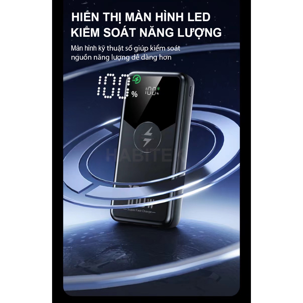 Sẵn Sạc Dự Phòng 30000mah và 50000mah HABITEK HB92 Sạc Nhanh 100W, Tích Hợp Dây Sạc, Sạc Mọi Loại Máy Điện Thoại, BH 6 Tháng| Shop Phụ Kiện Số - Ảnh 5