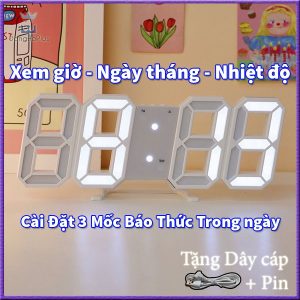 Sẵn Đồng Hồ Để Bàn LED Decor Báo Thức Điện Tử Treo Tường Led 3D Số To nhìn giờ rõ ngày đêm cảm biến độ sáng tự động| Shop Phụ Kiện Số