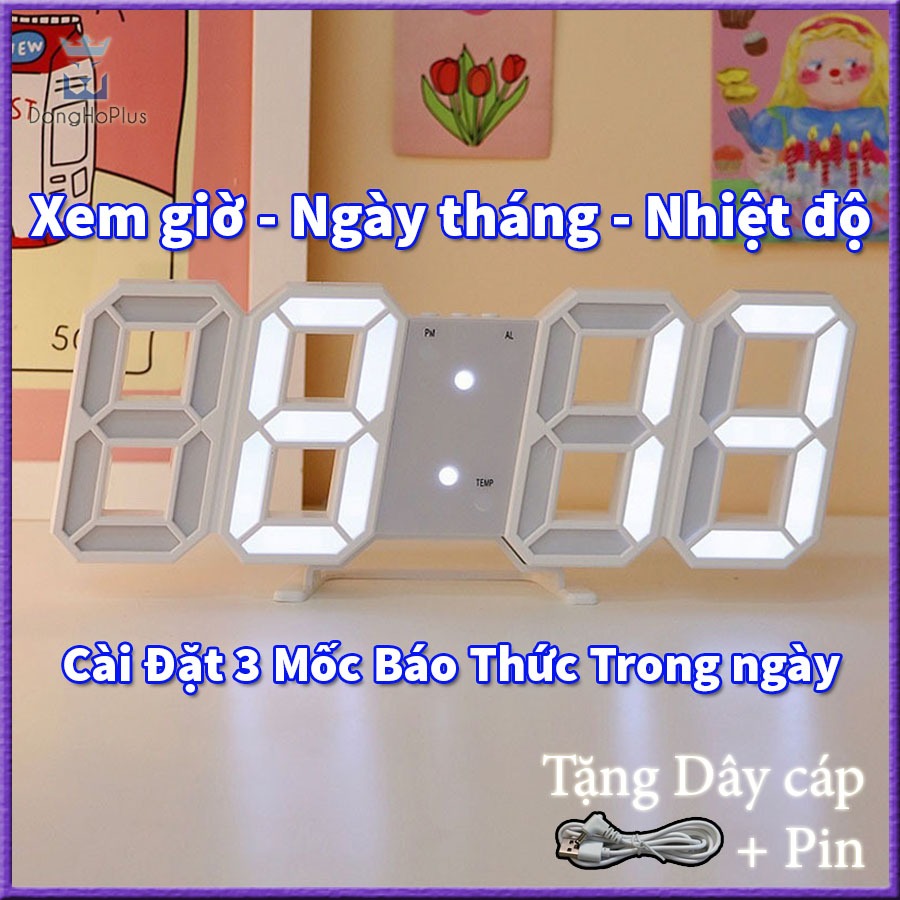 Đồng Hồ Để Bàn LED Decor Báo Thức Điện Tử Treo Tường Led 3D Số To nhìn giờ rõ ngày đêm cảm biến độ sáng tự động vn 11134207 7ra0g m7a94221z4606b
