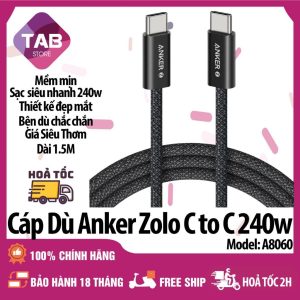 Sẵn Cáp Dù Anker Zolo C To C 240w Chống Bám Bẩn A8060 - Bảo Hành 18 Tháng| Shop Phụ Kiện Số