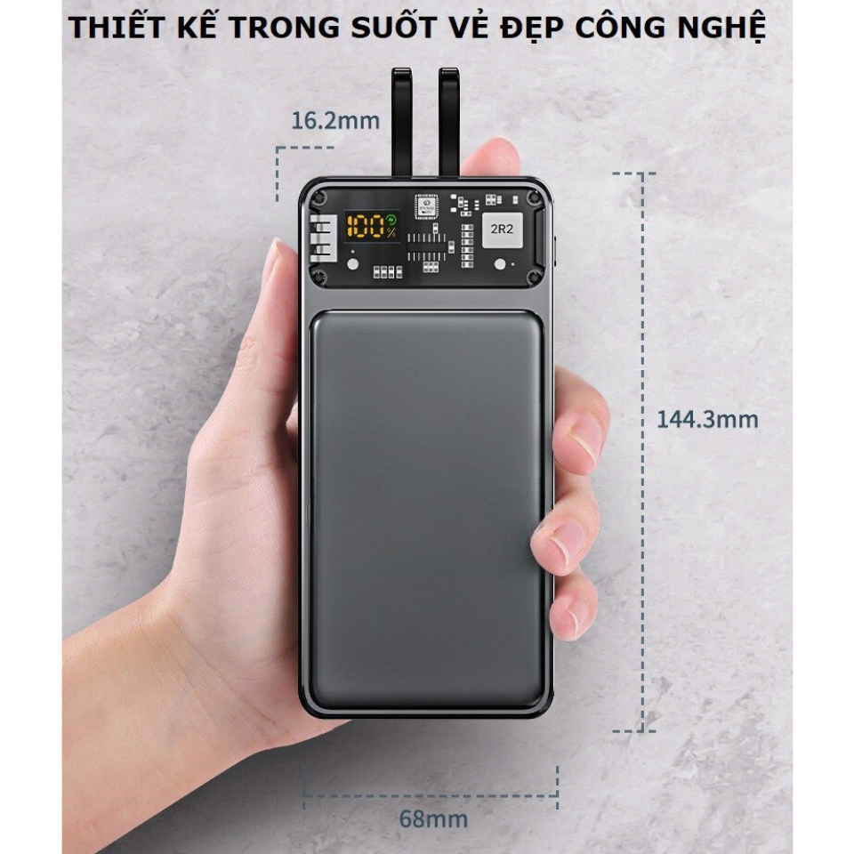 Sẵn Sạc Dự Phòng 30000mAh Pin Sạc Nhanh - Màn Hình LED, Pin Siêu Trâu, Có Sẵn 2 Dây Sạc| Shop Phụ Kiện Số - Ảnh 3