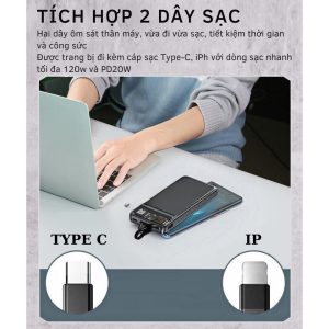 Sẵn Sạc Dự Phòng 30000mAh Pin Sạc Nhanh - Màn Hình LED, Pin Siêu Trâu, Có Sẵn 2 Dây Sạc| Shop Phụ Kiện Số - Ảnh 4