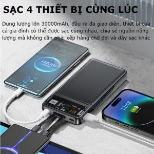 Sẵn Sạc Dự Phòng 30000mAh Pin Sạc Nhanh - Màn Hình LED, Pin Siêu Trâu, Có Sẵn 2 Dây Sạc| Shop Phụ Kiện Số - Ảnh 5