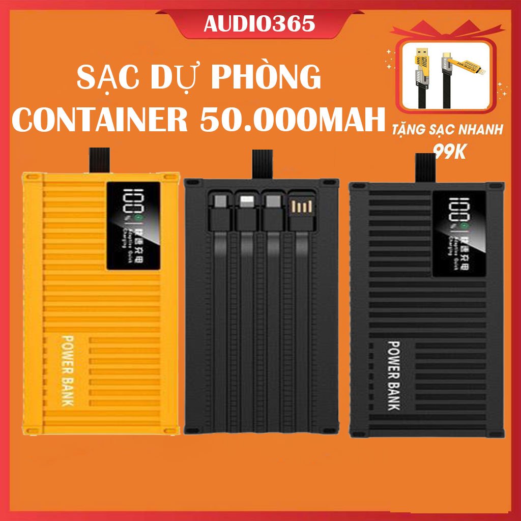 Sẵn Sạc dự phòng CONTAINER 50.000MAH kèm dây sạc nhanh 4 đầu, sạc nhanh PD 120W - AUDIO365| Shop Phụ Kiện Số - Ảnh 2