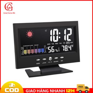 Sẵn 【 COD/12H】Đồng Hồ Để Bàn LED Màn Hình LCD Báo Thức, Cảm Biến Âm Thanh Đồng Hồ Thời Tiết Để Bàn| Shop Phụ Kiện Số