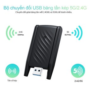 Sẵn USB Thu Sóng wifi Goojodoq 1300mbps USB 3.0 2 Râu Kết Nối Mạng Không Dây 2.4G+5G Bộ Thu Phát WiFi Cho Máy Tính| Shop Phụ Kiện Số - Ảnh 3